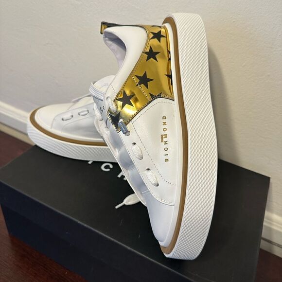 John Richmond Metallic star leather fashion sneaker in white size EU37; US6,5-7 - Picture 6 of 13